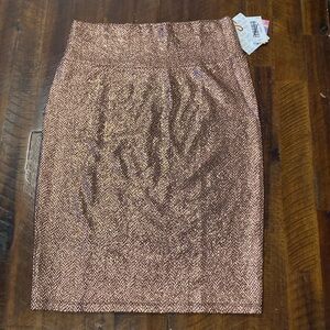 NWT LuLaRoe Cassie rose gold snake print metallic skirt S